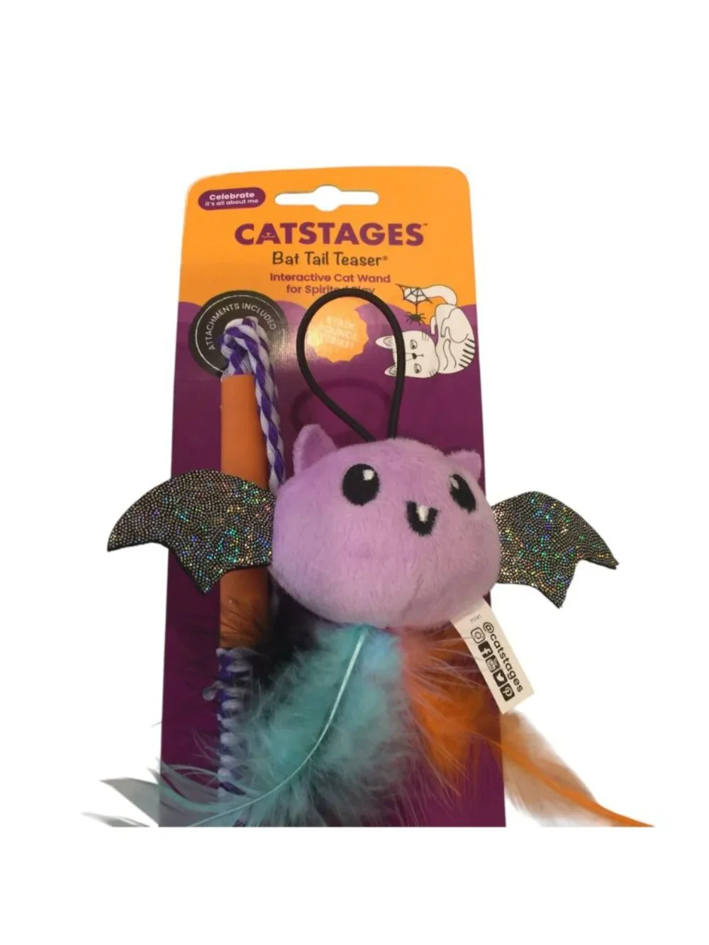 CATSTAGES Halloween BAT TAIL TEASERS Ghost Interactive Toy Orange Purple Silver